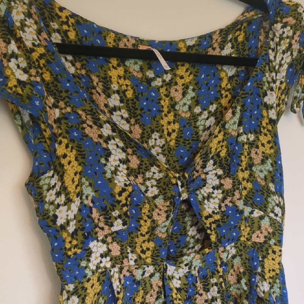 Free People Blue and Gold Sleeveless Sundress